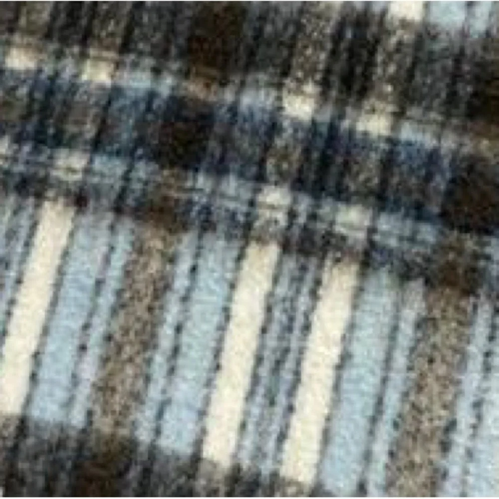 NWT. Zara Blue/Cream Checked Fringed Scarf.